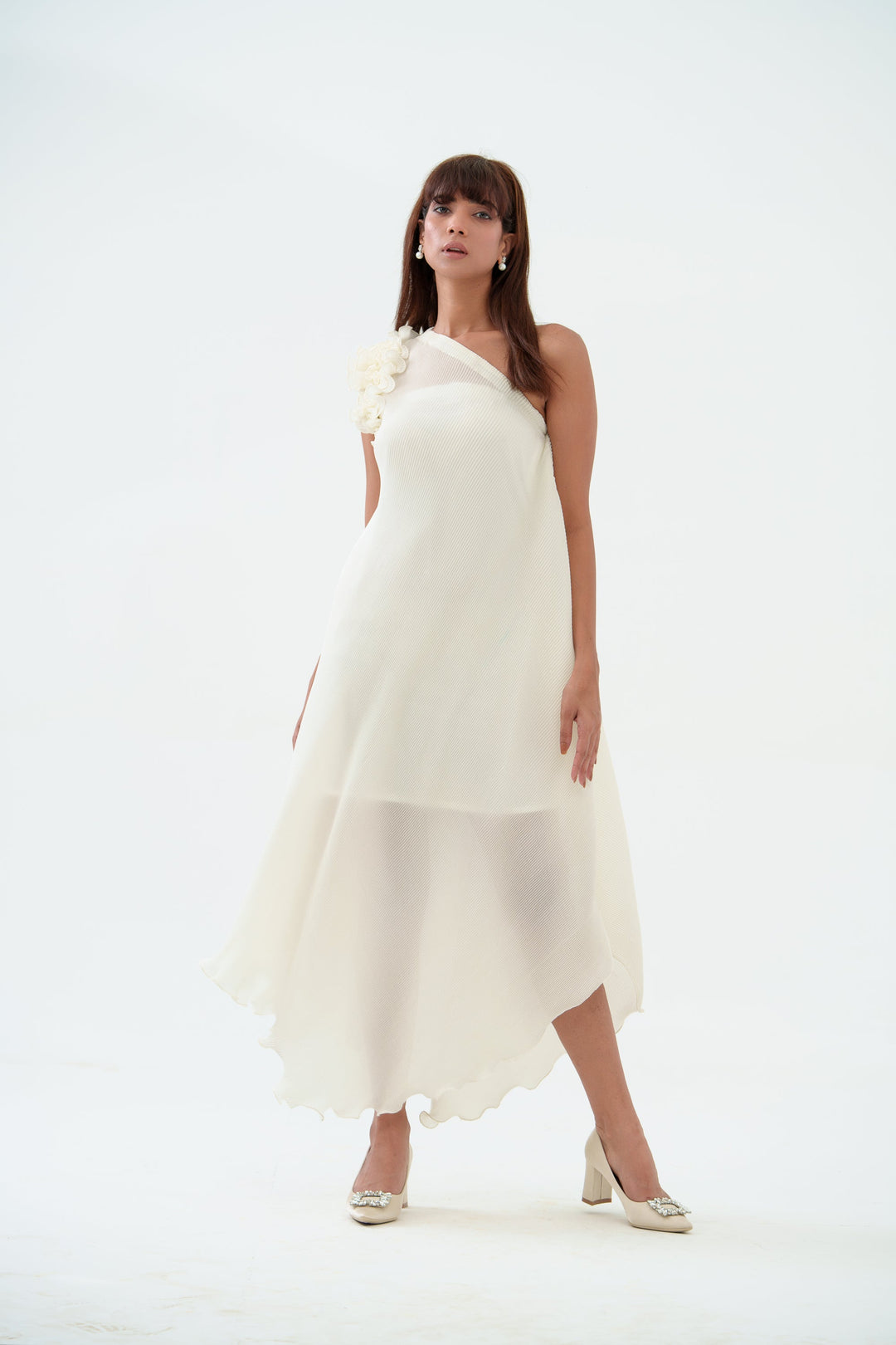 white one shoulder dress