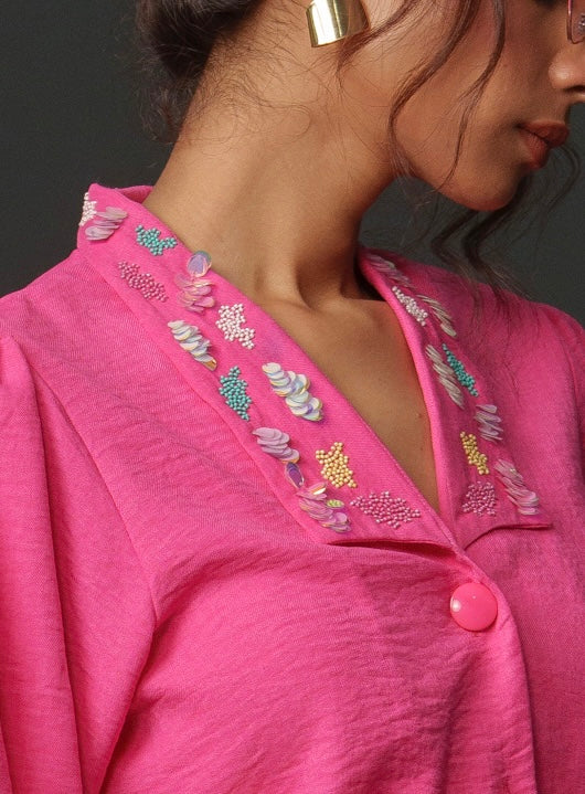 Emy - Linen shirt with collar work