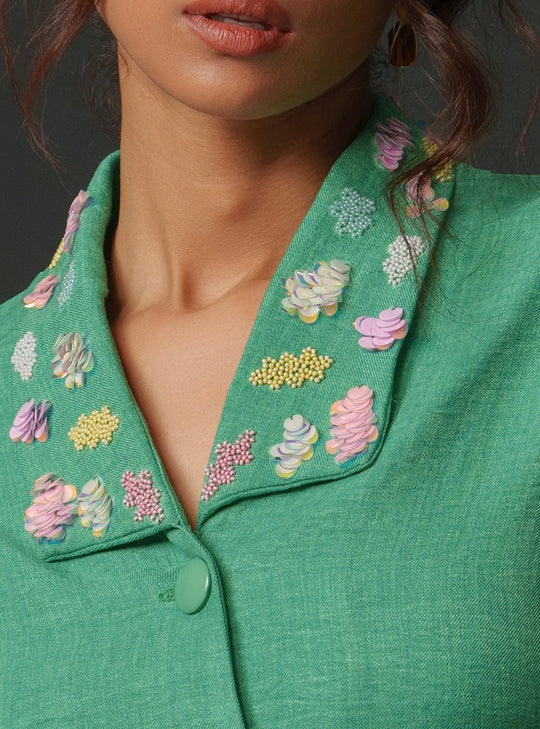 Emy - Linen shirt with collar work