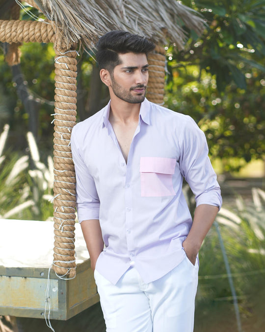 Paradise Men Cotton Shirt with Colored Pocket