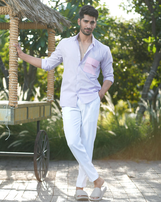 Paradise Men Cotton Shirt with Colored Pocket