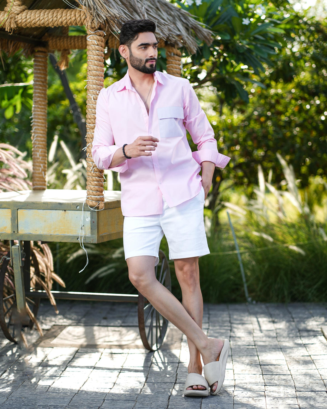 Paradise Men Cotton Shirt with Colored Pocket