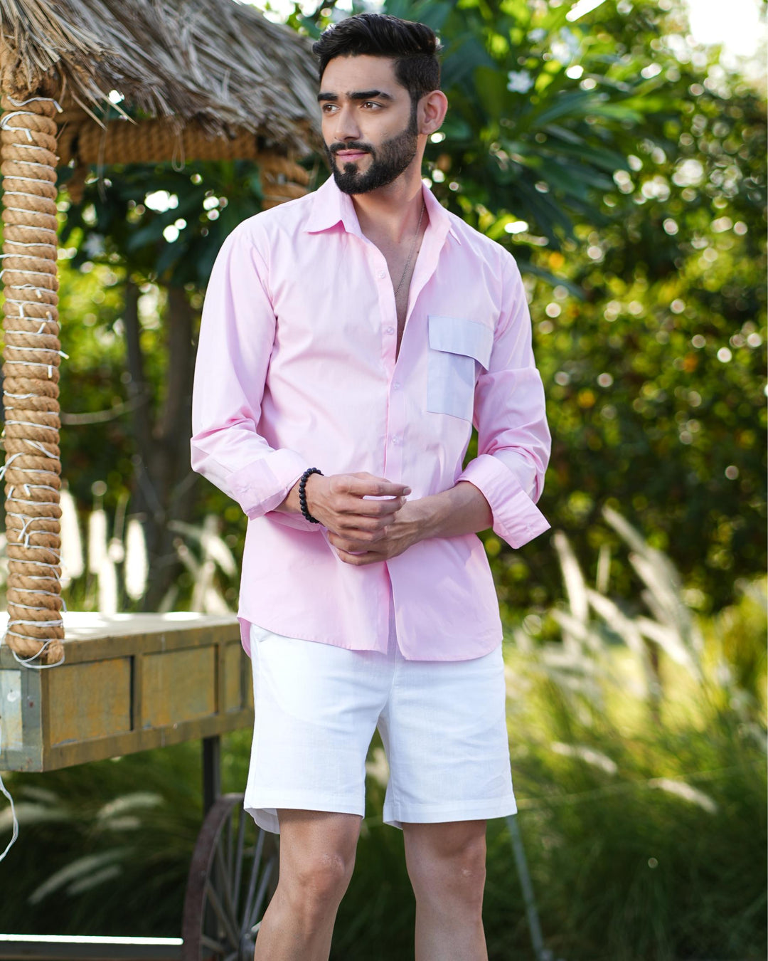 Paradise Men Cotton Shirt with Colored Pocket