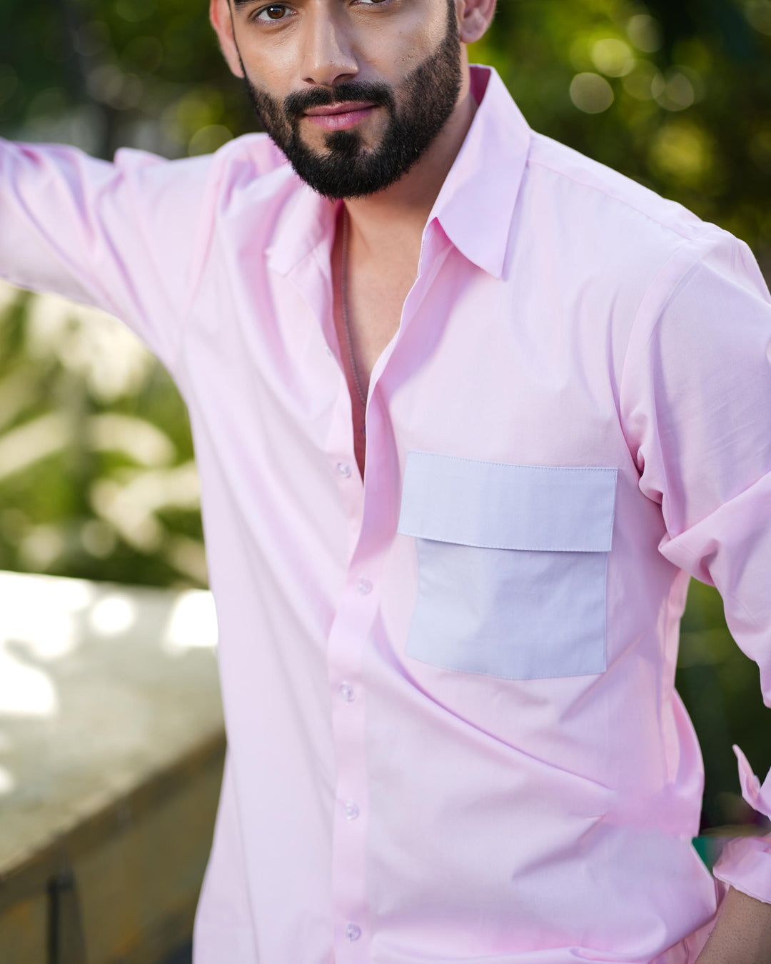 Paradise Men Cotton Shirt with Colored Pocket