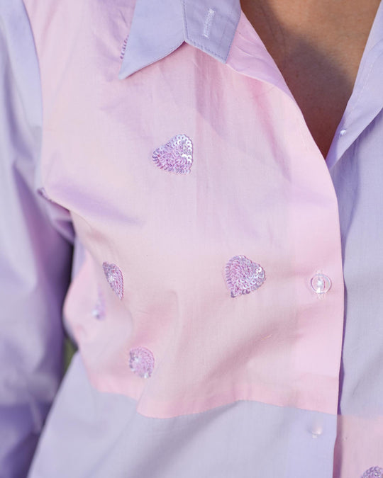 Sizzle- Color block Shirt with handwork detailing in Cotton