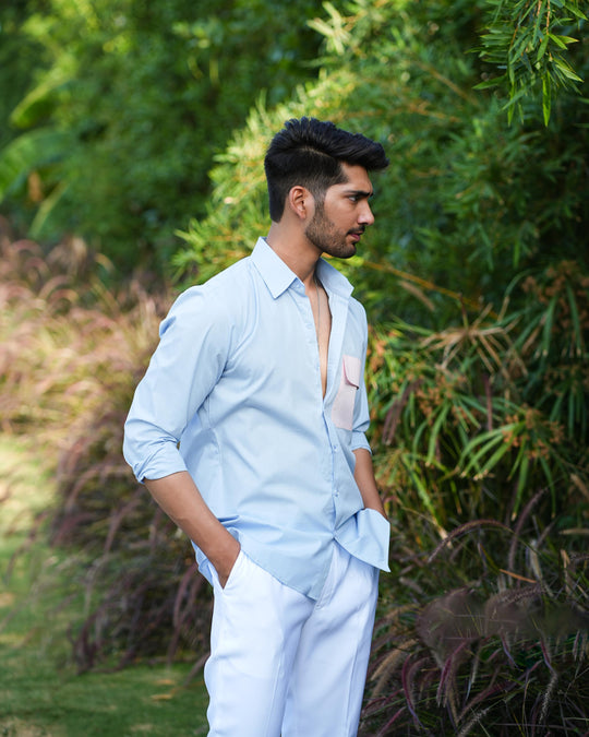 Paradise Men Cotton Shirt with Colored Pocket