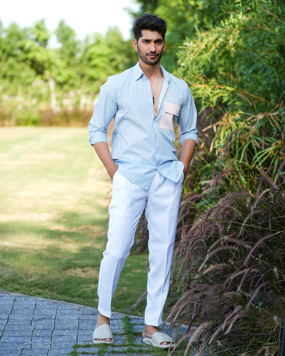 Paradise Men Cotton Shirt with Colored Pocket