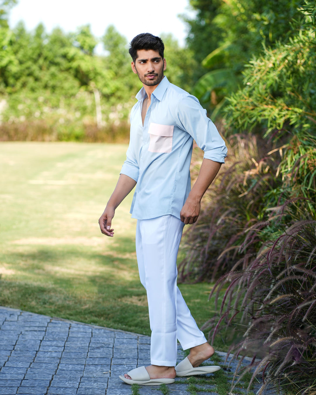 Paradise Men Cotton Shirt with Colored Pocket