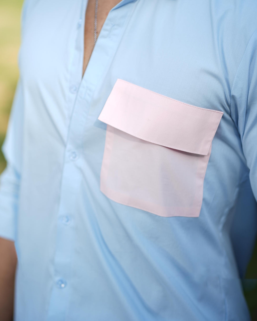 Paradise Men Cotton Shirt with Colored Pocket