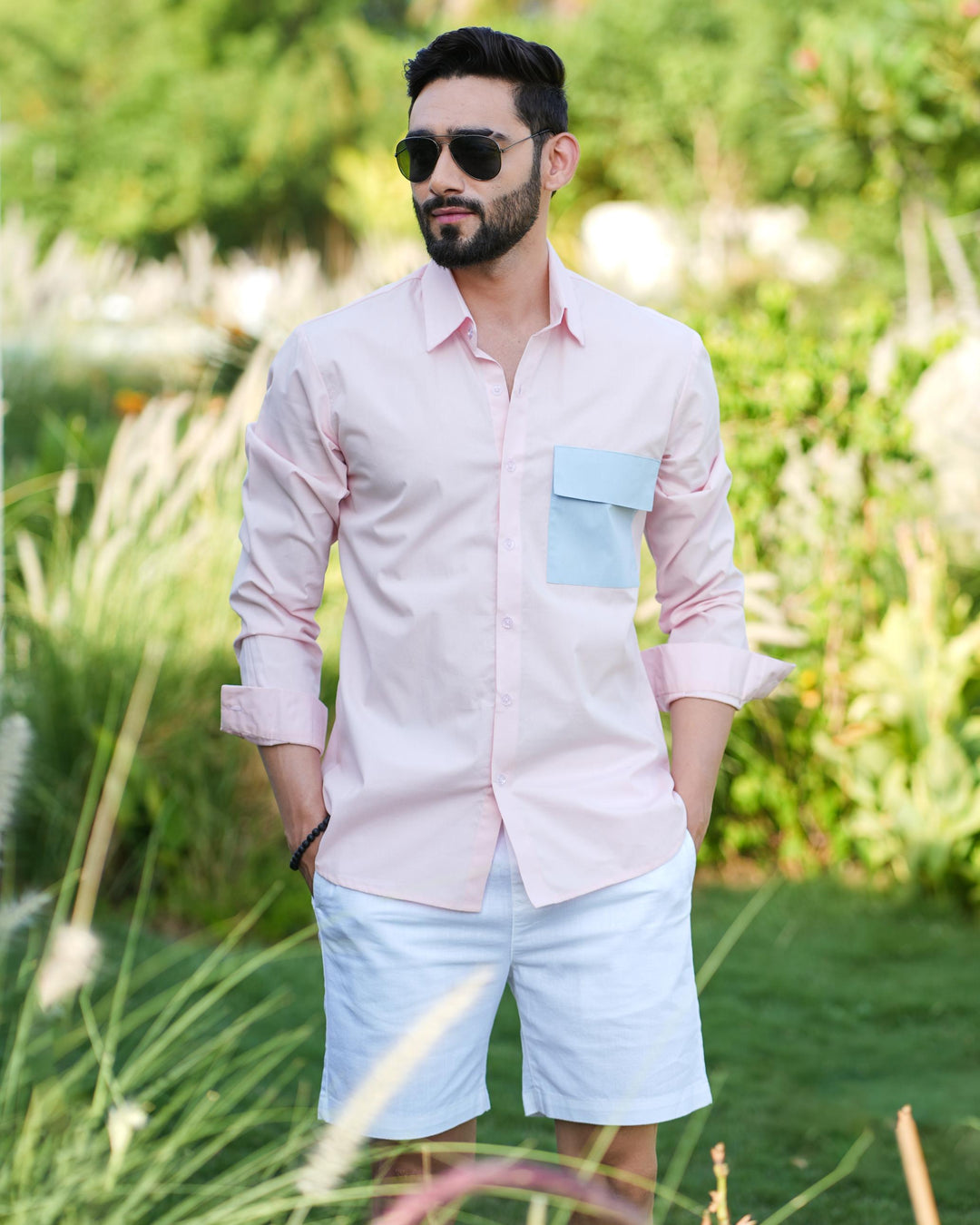 Paradise Men Cotton Shirt with Colored Pocket
