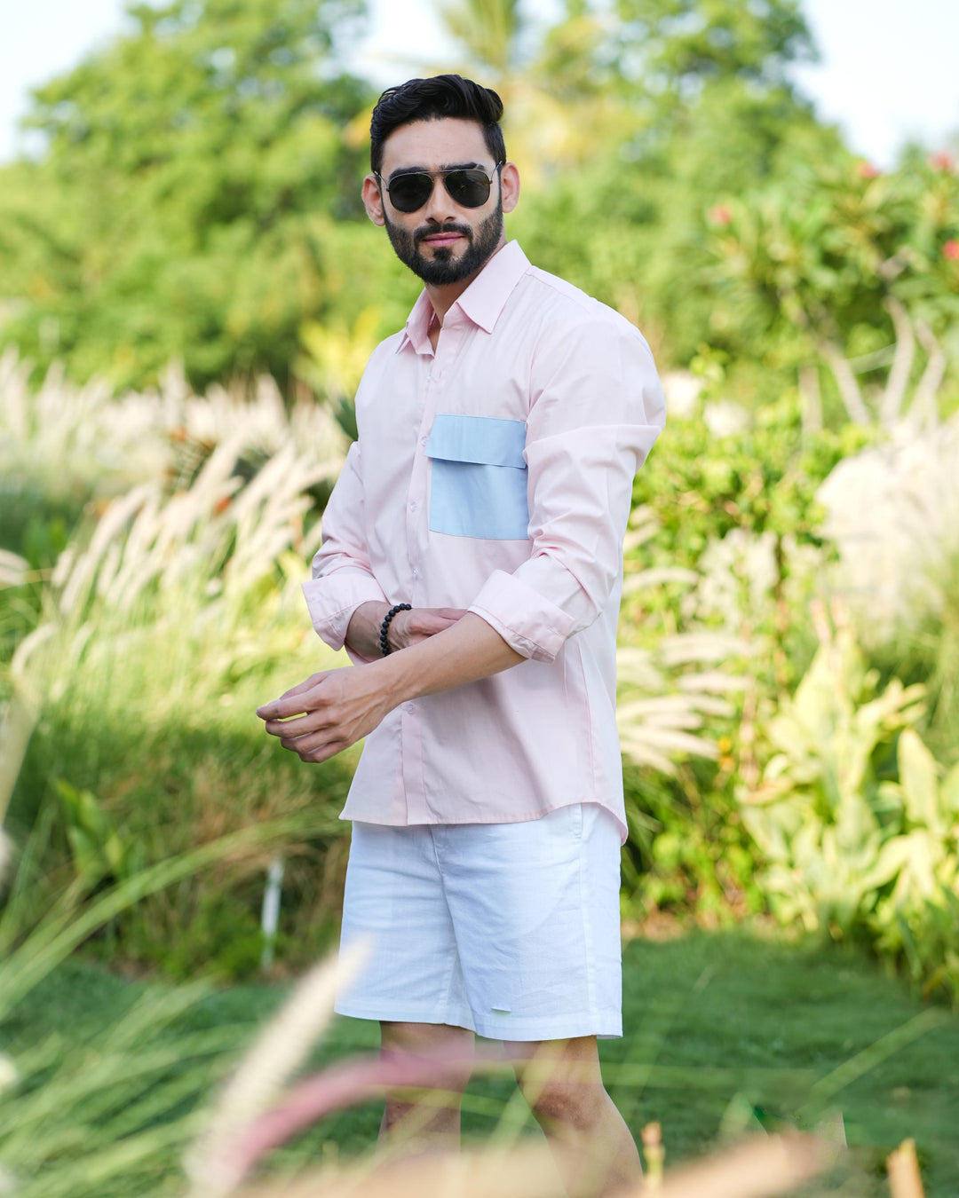 Paradise Men Cotton Shirt with Colored Pocket