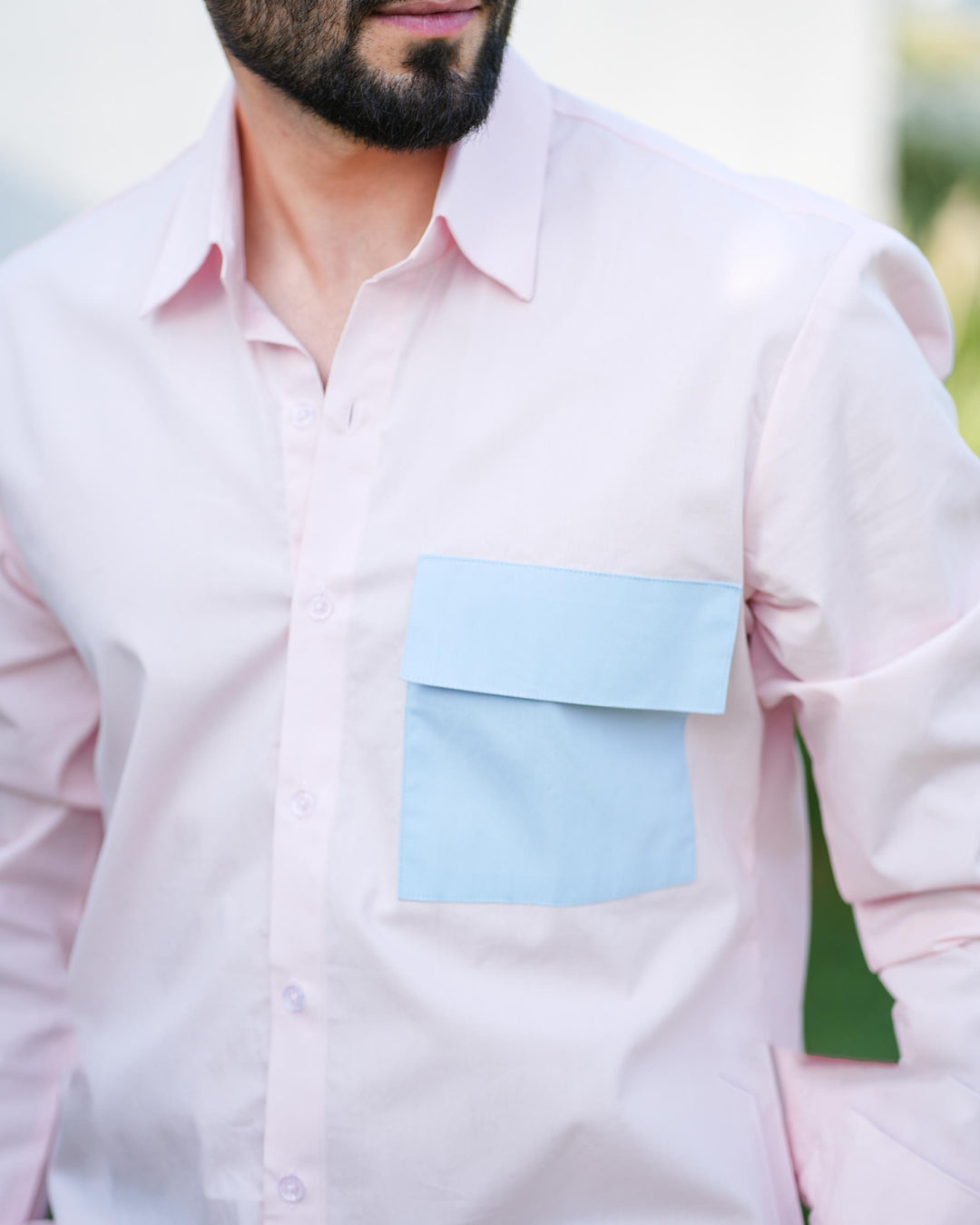 Paradise Men Cotton Shirt with Colored Pocket