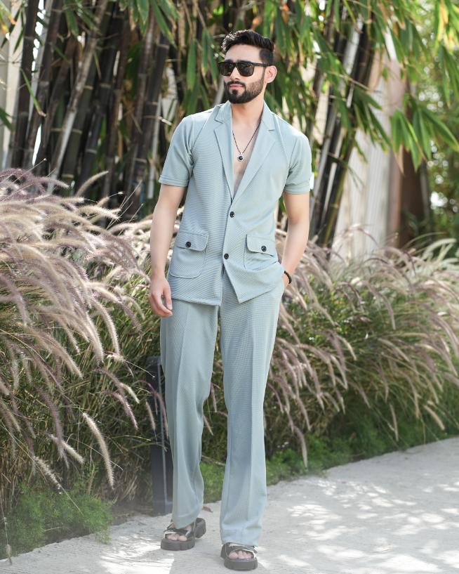 Alchemy- Two Button Shirt with Pant in Premium Popcorn Cotton