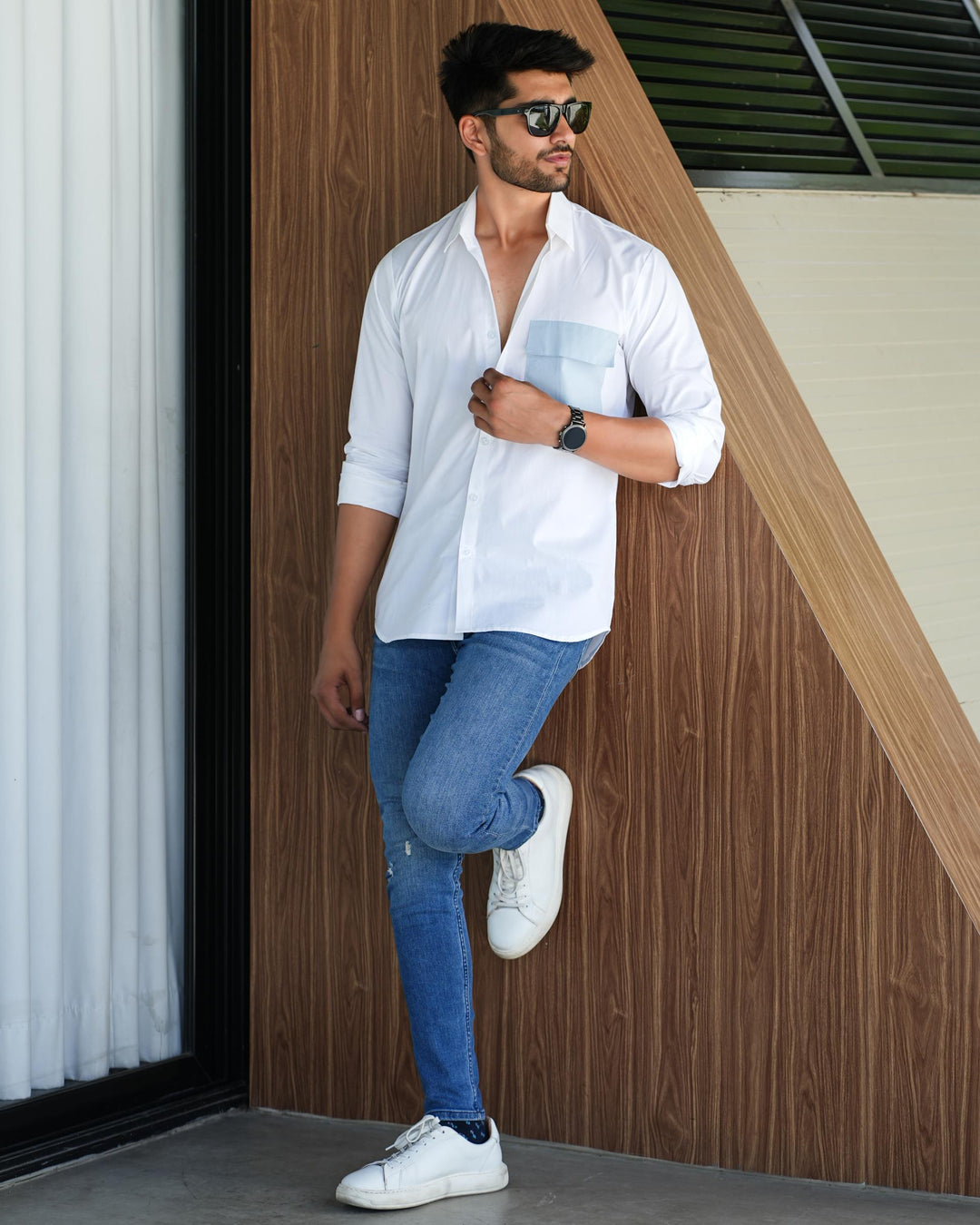 Paradise Men Cotton Shirt with Colored Pocket