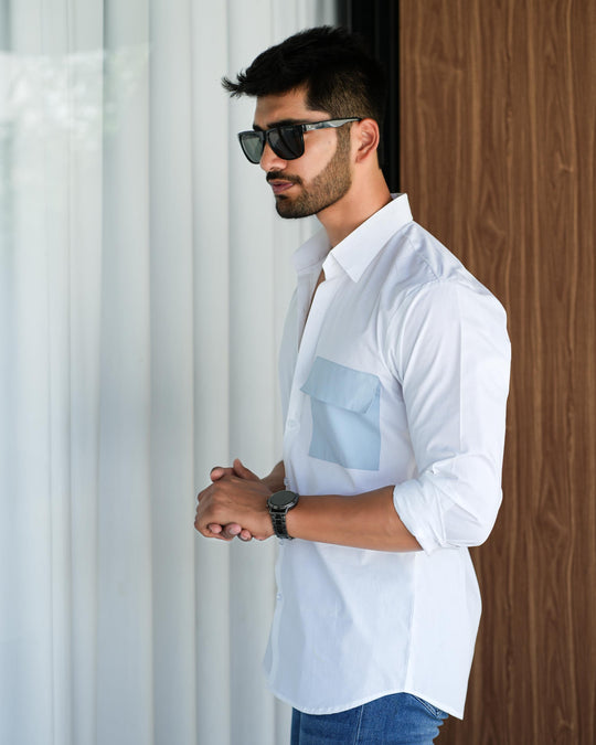 Paradise Men Cotton Shirt with Colored Pocket