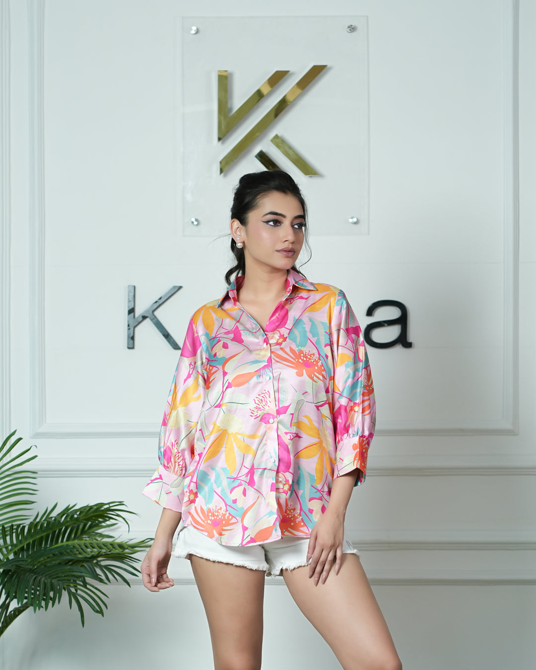 Pink Passion Comfort Fit Shirt in Linen Satin