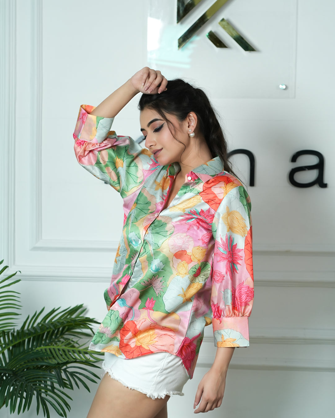 Lotus - Printed Linen Satin Comfort Fit Shirt