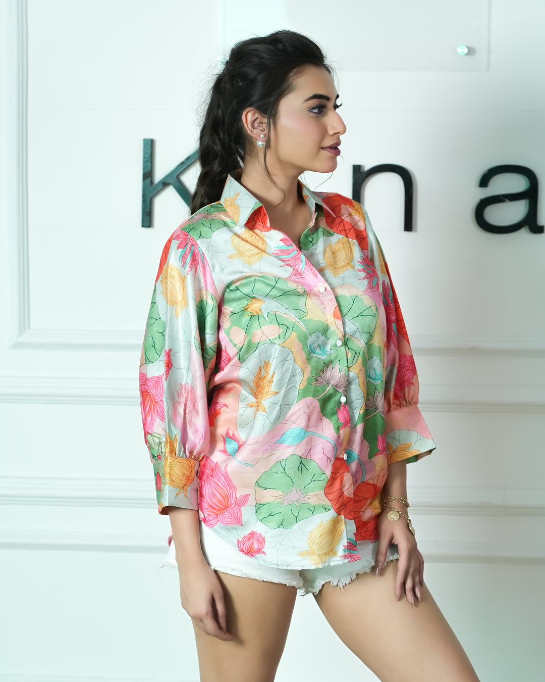 Lotus - Printed Linen Satin Comfort Fit Shirt