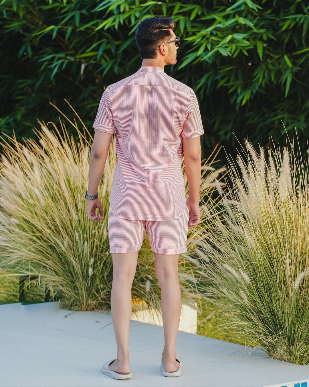 Vibes Men Striped Cotton Co-Ord Set