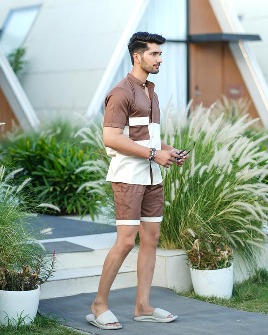 Escape Men Banana Fiber Color Block Men Co-Ord Set