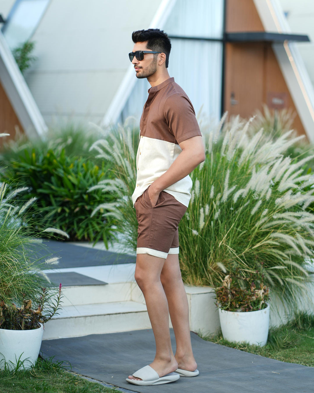Escape Men Banana Fiber Color Block Men Co-Ord Set