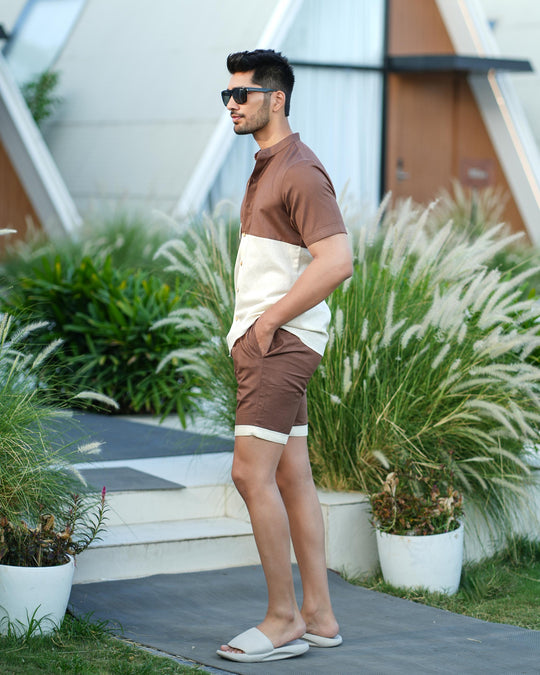 Escape Men Banana Fiber Color Block Men Co-Ord Set