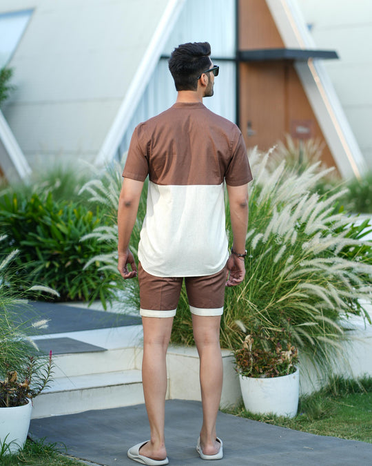 Escape Men Banana Fiber Color Block Men Co-Ord Set
