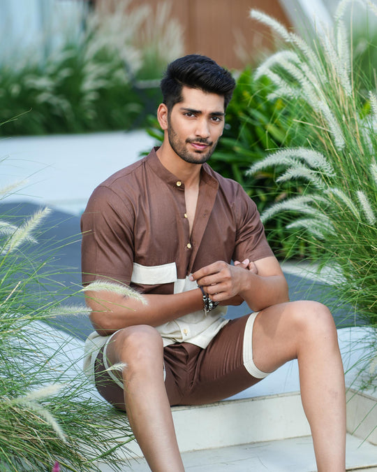 Escape Men Banana Fiber Color Block Men Co-Ord Set