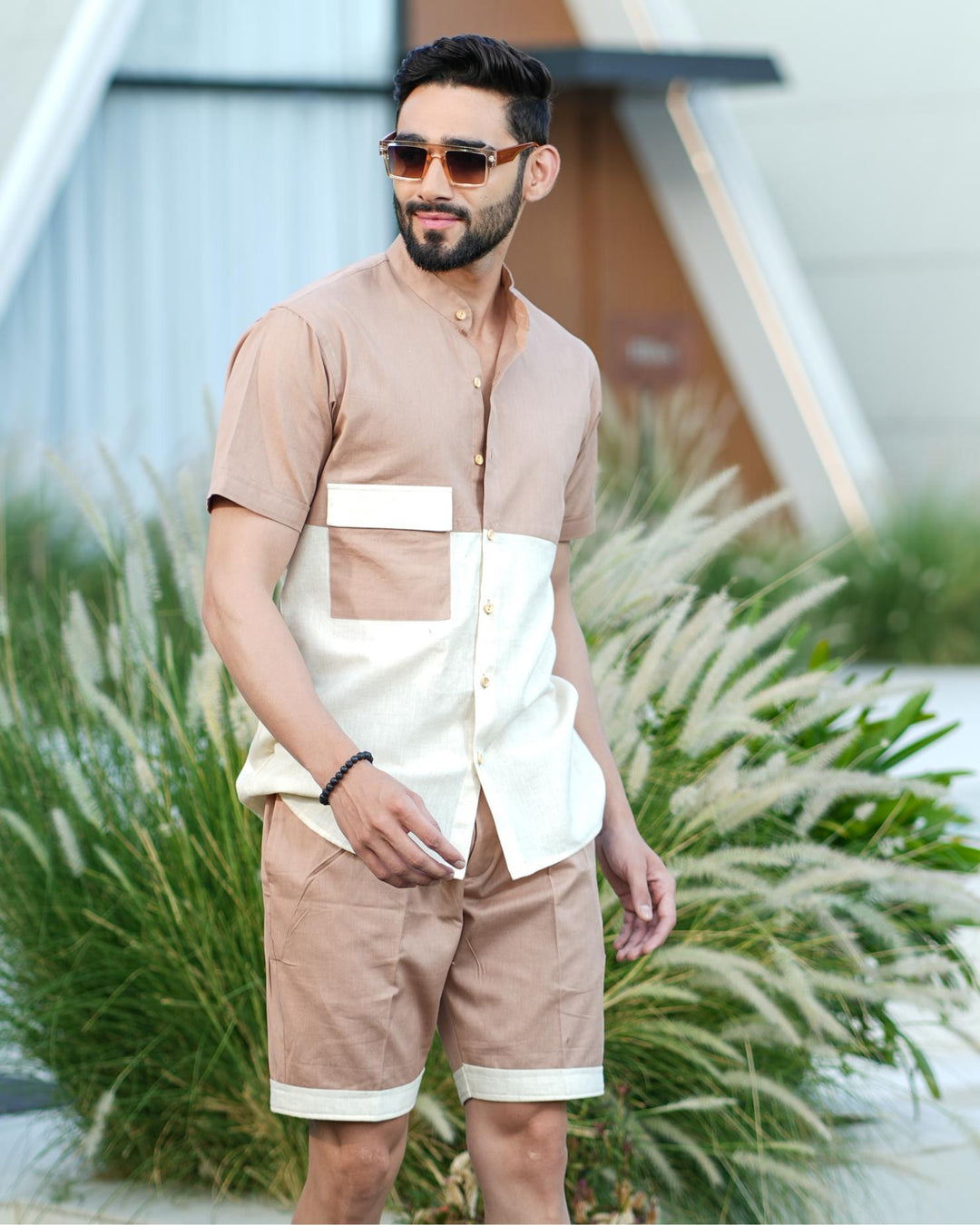 Escape Men Banana Fiber Color Block Men Co-Ord Set