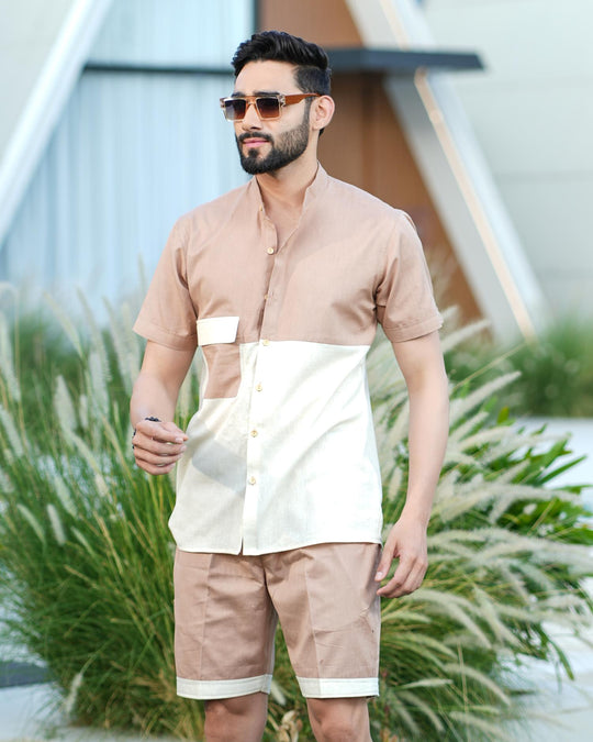 Escape Men Banana Fiber Color Block Men Co-Ord Set