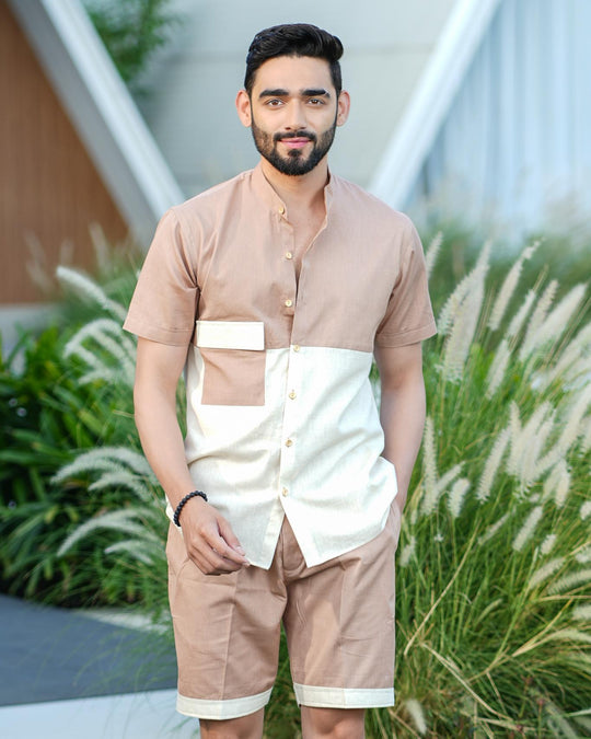 Escape Men Banana Fiber Color Block Men Co-Ord Set