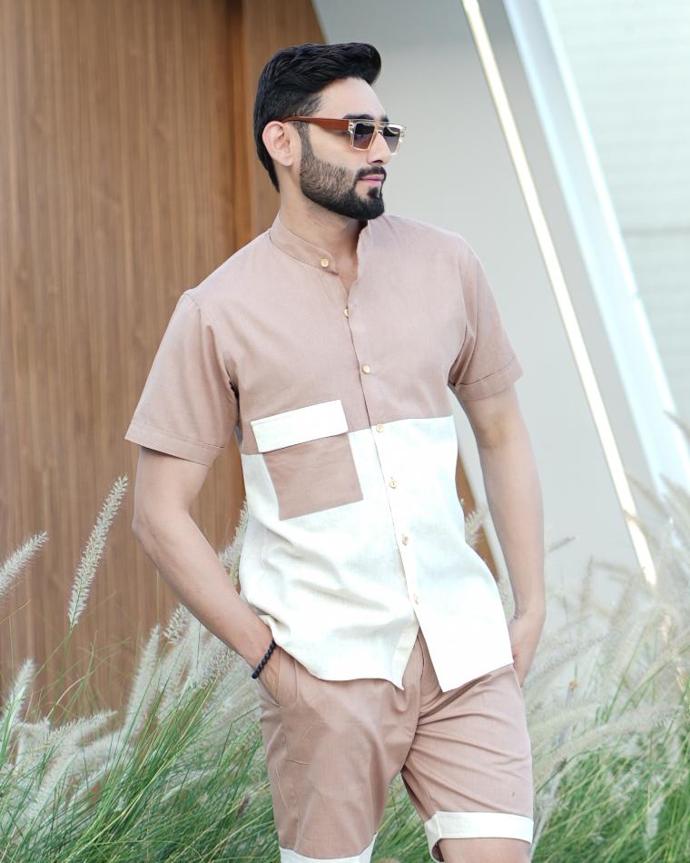 Escape Men Banana Fiber Color Block Men Co-Ord Set