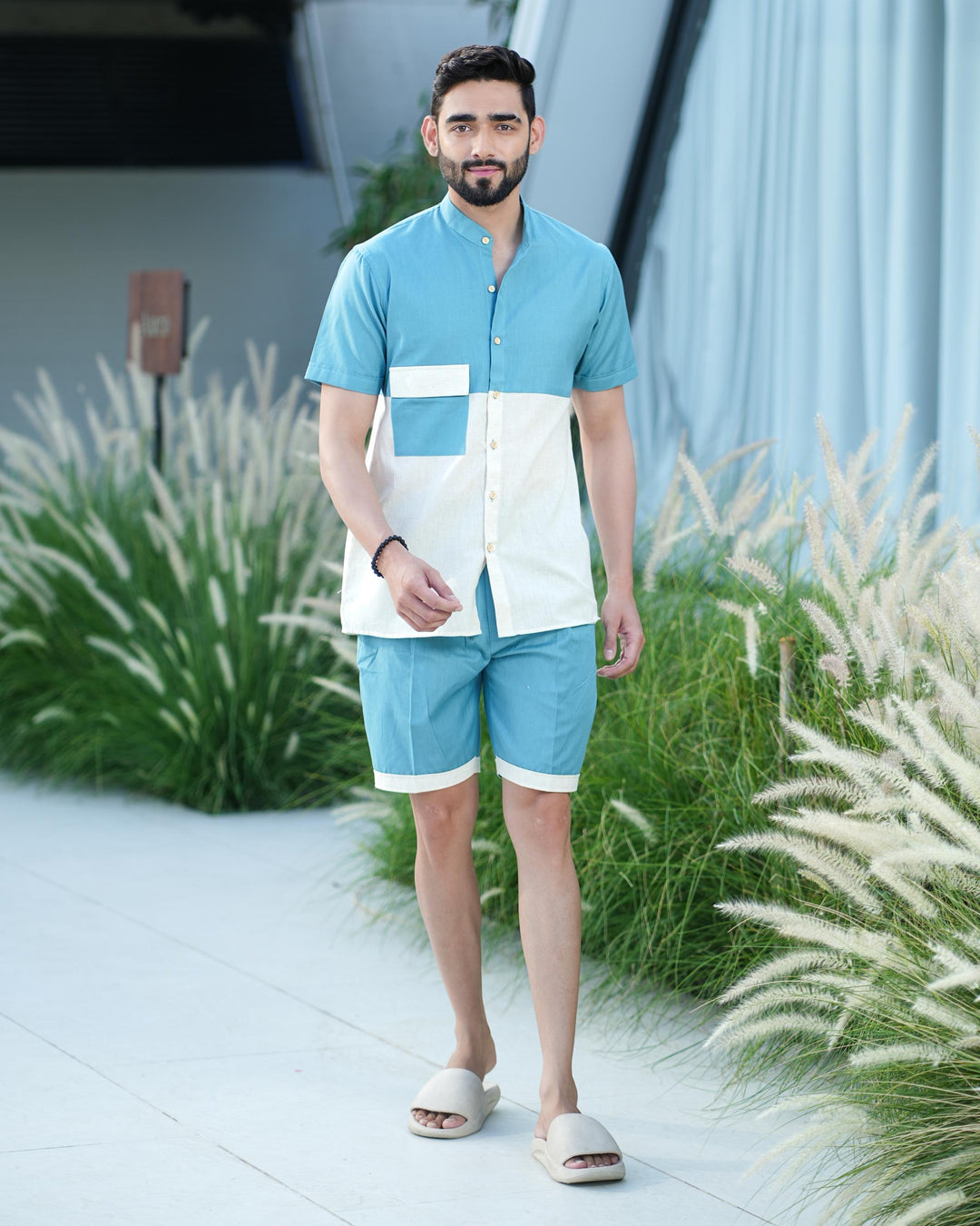 Escape Men Banana Fiber Color Block Men Co-Ord Set