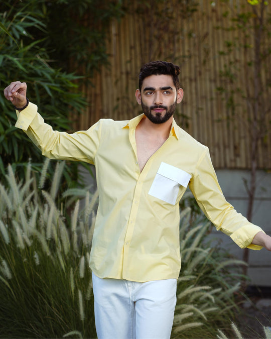 Paradise Men Cotton Shirt with Colored Pocket