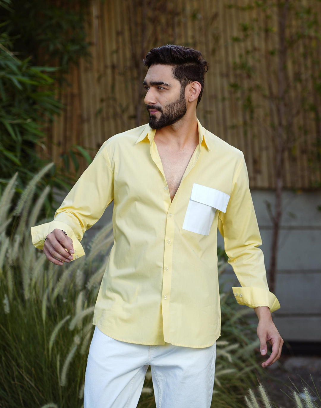 Paradise Men Cotton Shirt with Colored Pocket