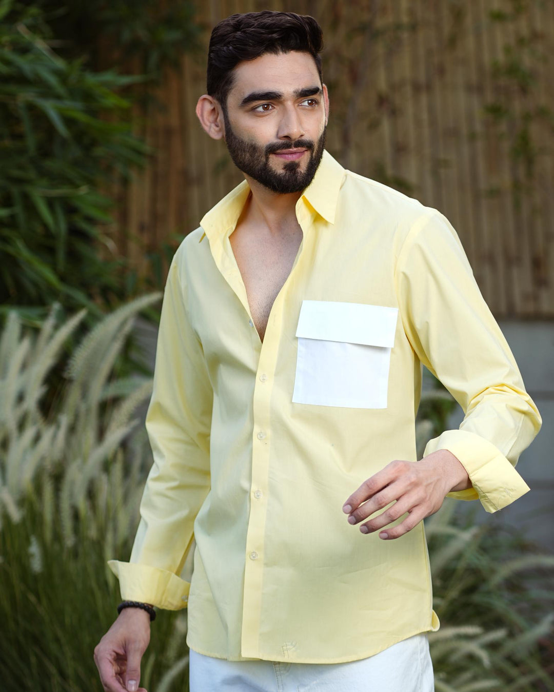 Paradise Men Cotton Shirt with Colored Pocket
