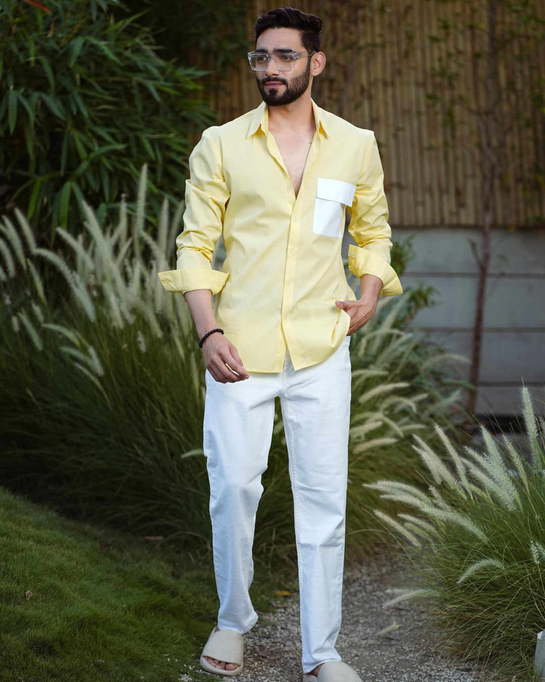 Paradise Men Cotton Shirt with Colored Pocket