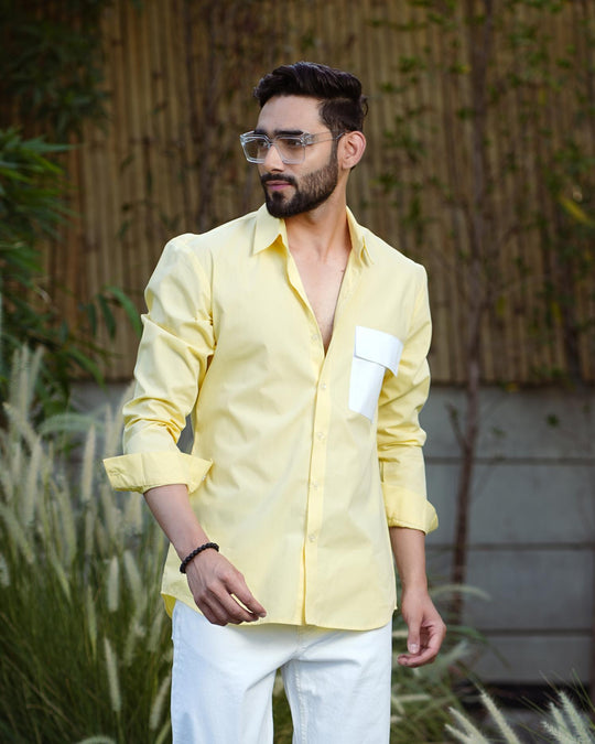 Paradise Men Cotton Shirt with Colored Pocket