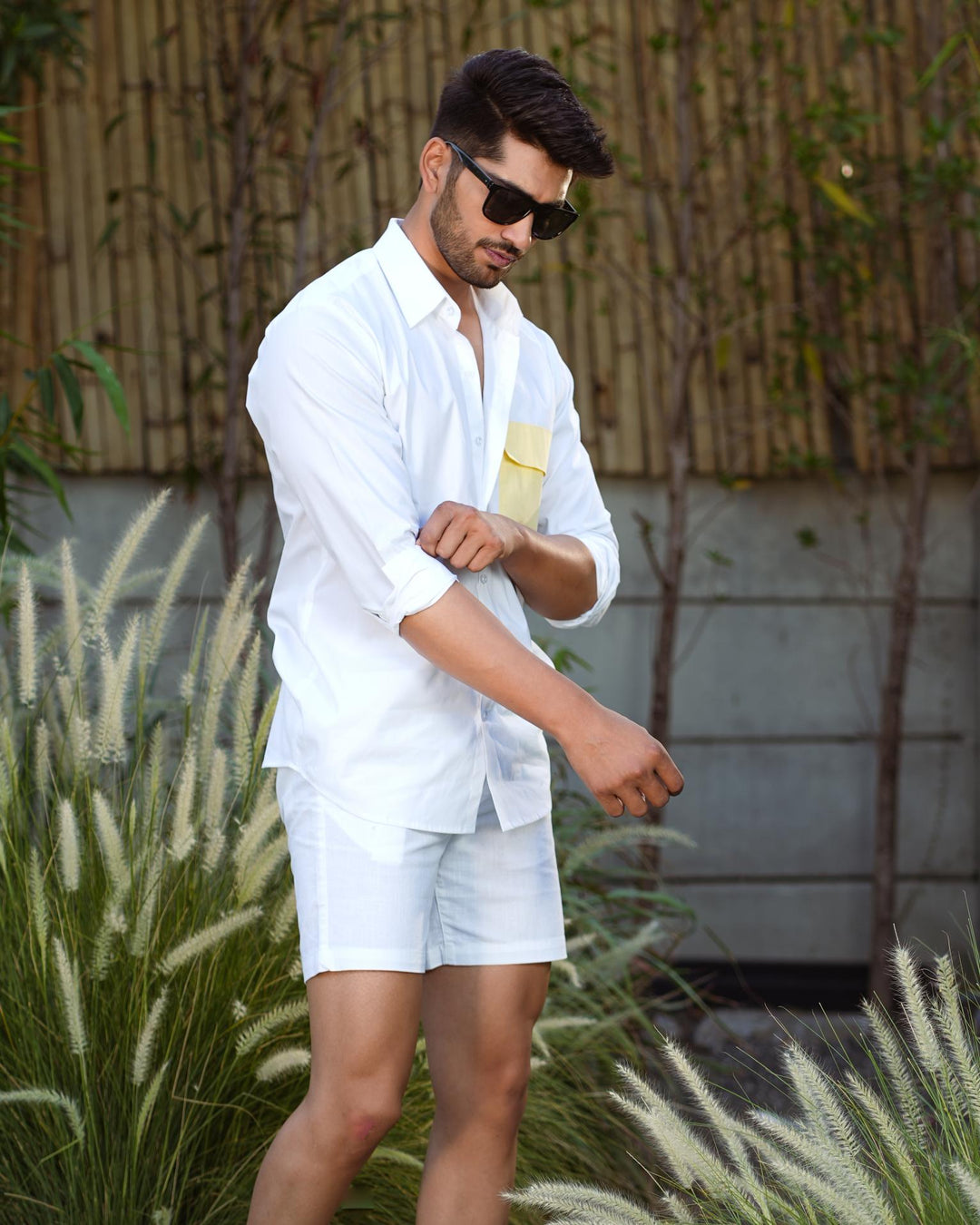 Paradise Men Cotton Shirt with Colored Pocket