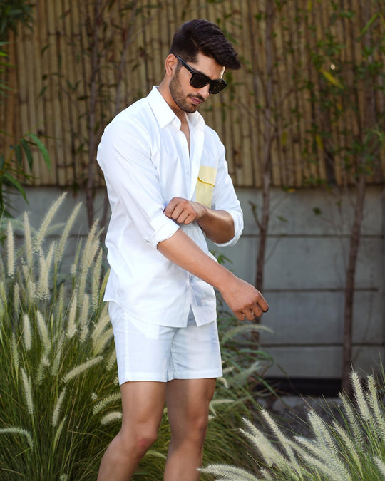 Paradise Men Cotton Shirt with Colored Pocket
