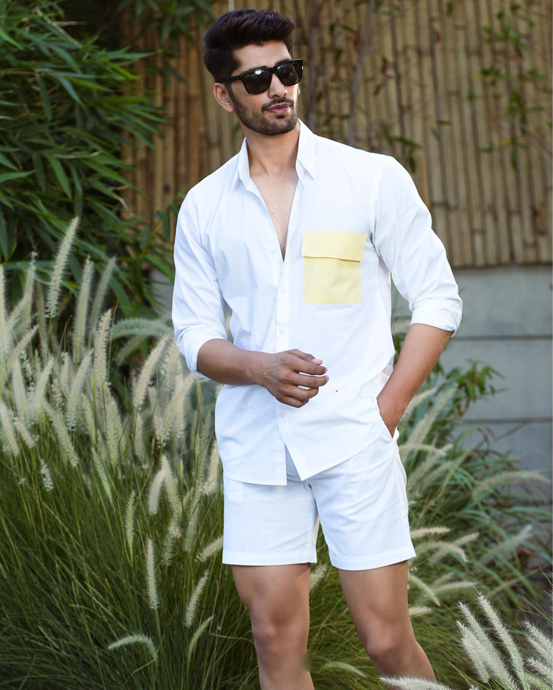 Paradise Men Cotton Shirt with Colored Pocket