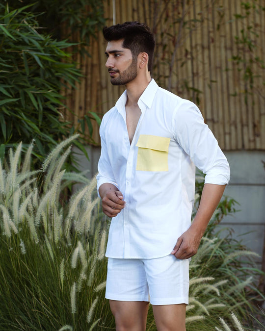 Paradise Men Cotton Shirt with Colored Pocket
