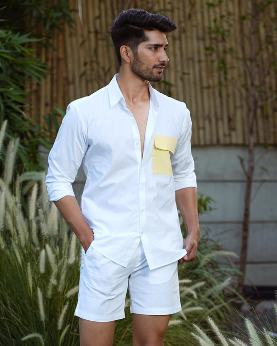 Paradise Men Cotton Shirt with Colored Pocket