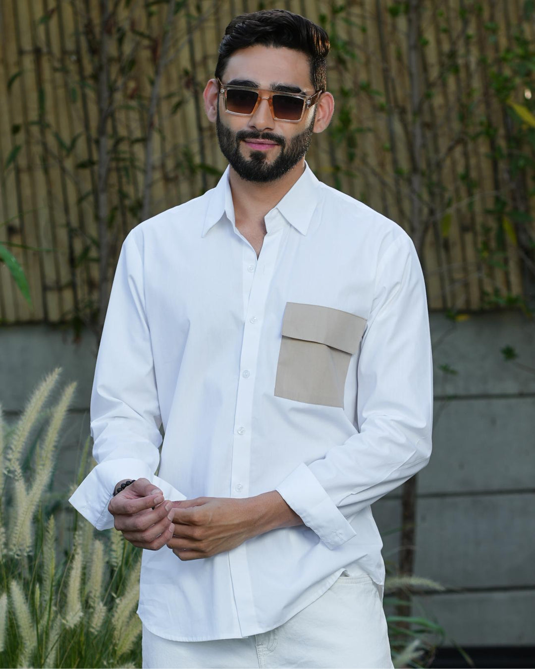 Paradise Men Cotton Shirt with Colored Pocket