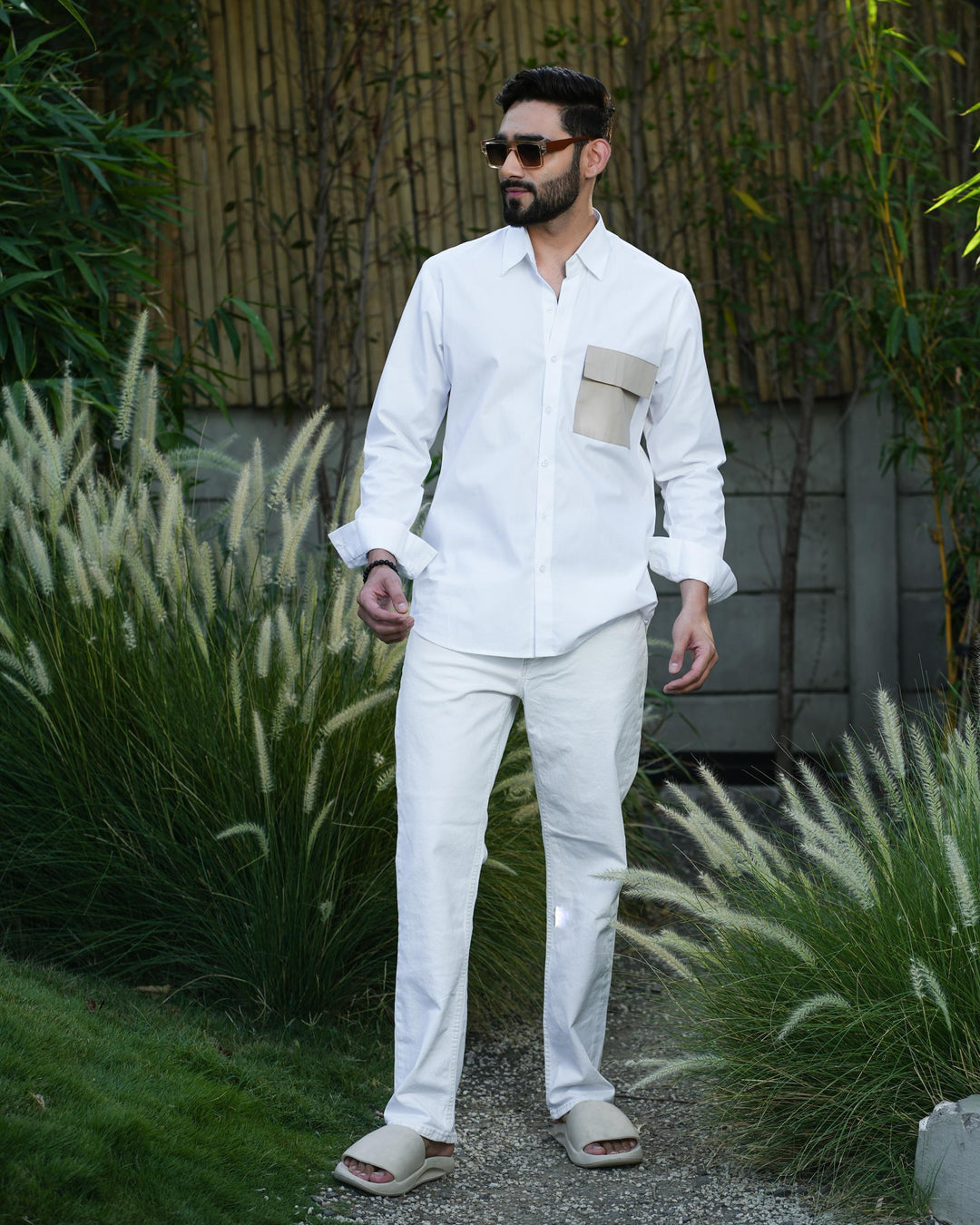 Paradise Men Cotton Shirt with Colored Pocket