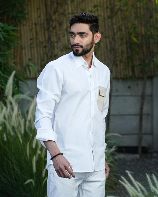Paradise Men Cotton Shirt with Colored Pocket