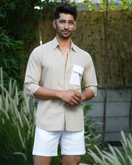 Paradise Men Cotton Shirt with Colored Pocket