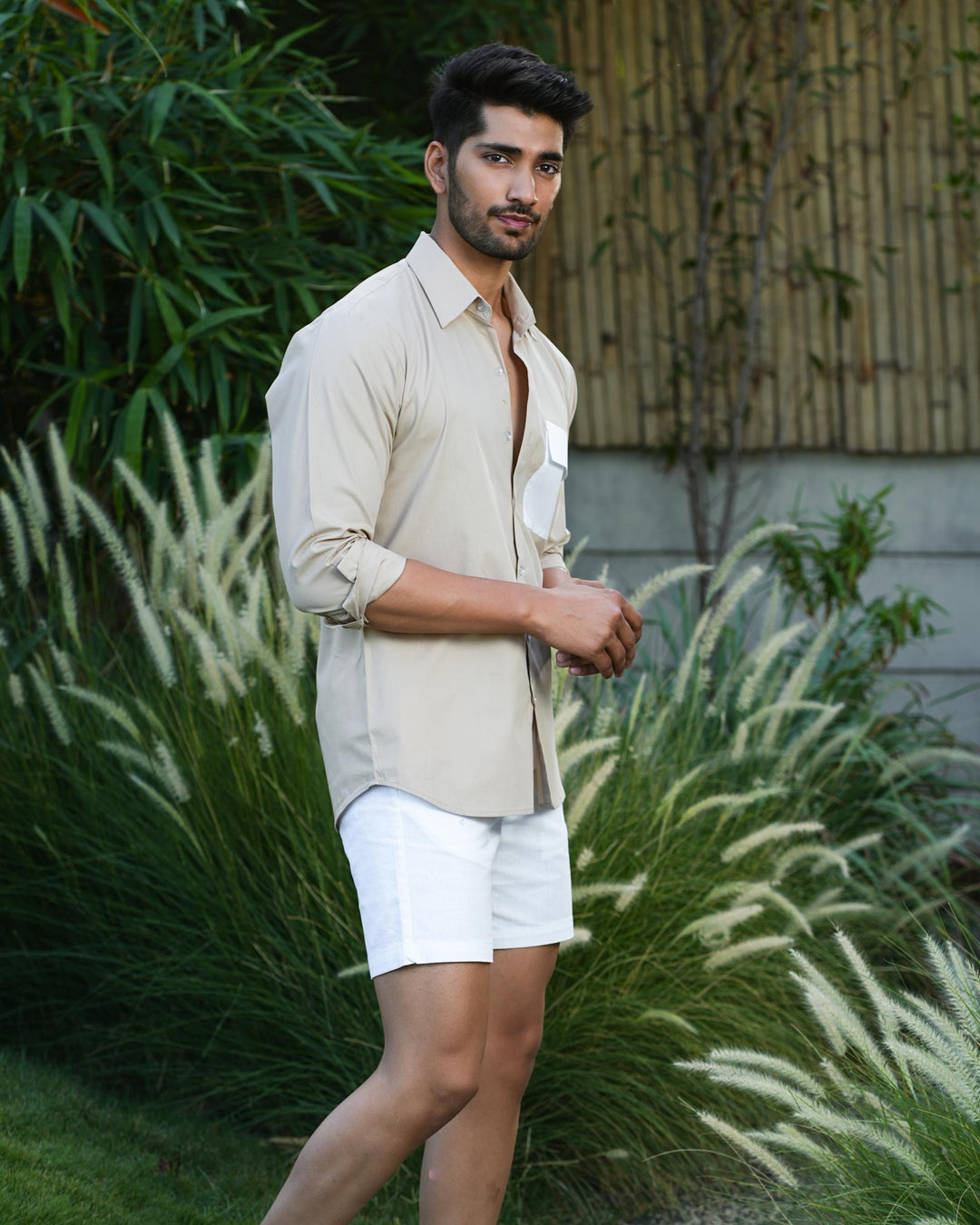 Paradise Men Cotton Shirt with Colored Pocket
