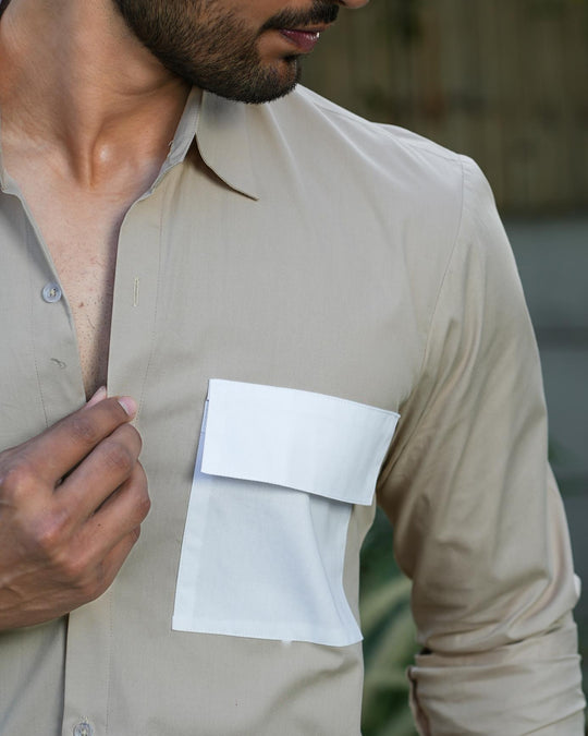 Paradise Men Cotton Shirt with Colored Pocket