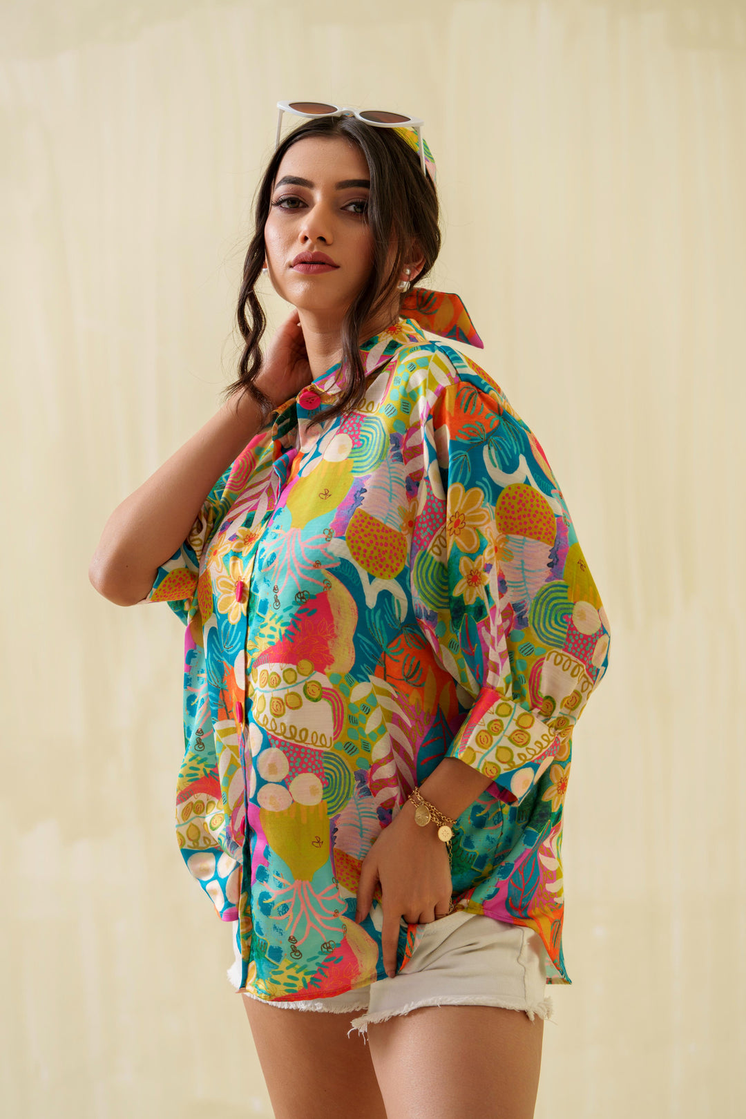 Picasso Linen Satin Printed Comfort Fit Shirt